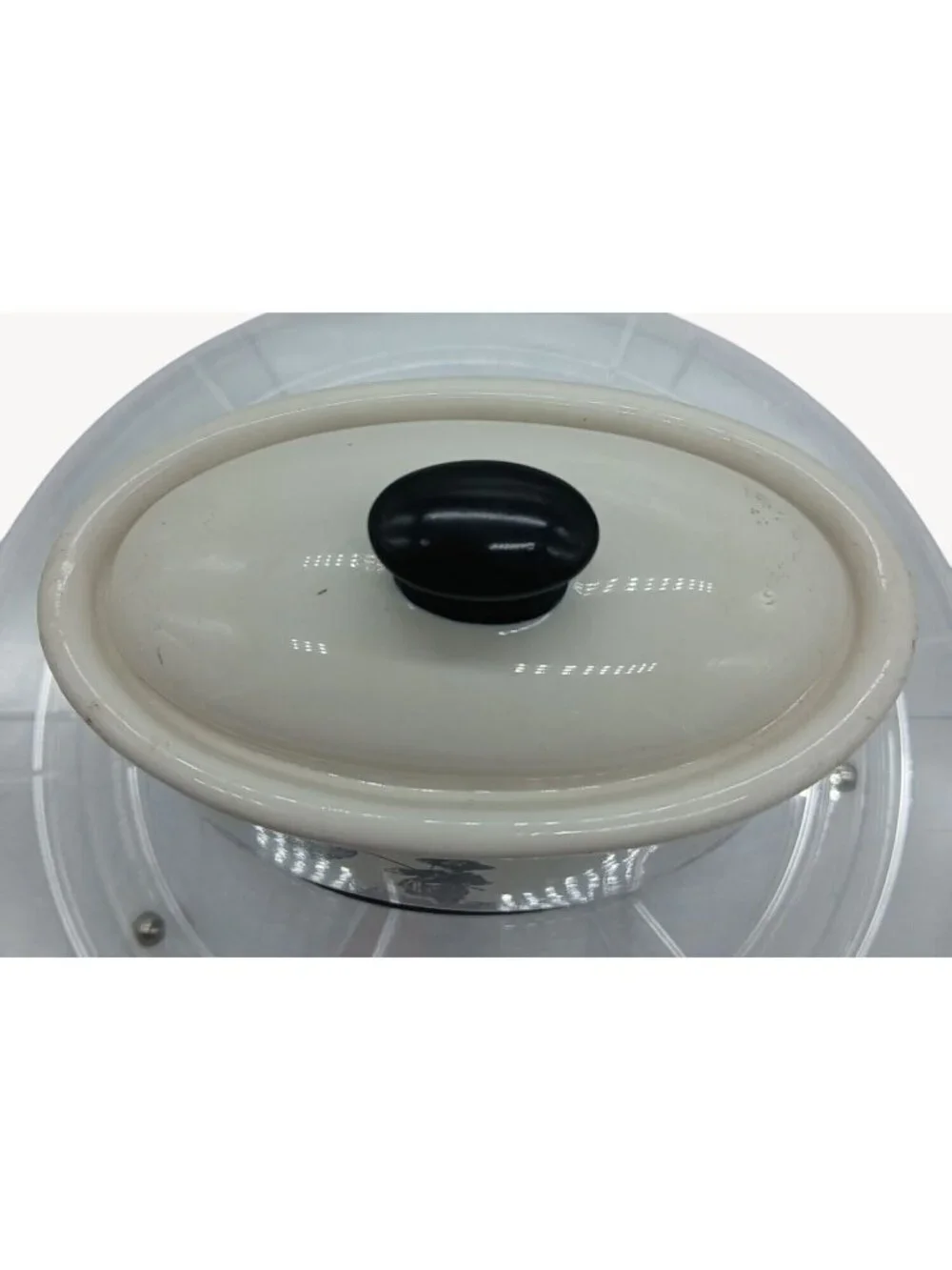 Vintage Waverly County Life Ceramic Lid Container Black White Toile Small Bath